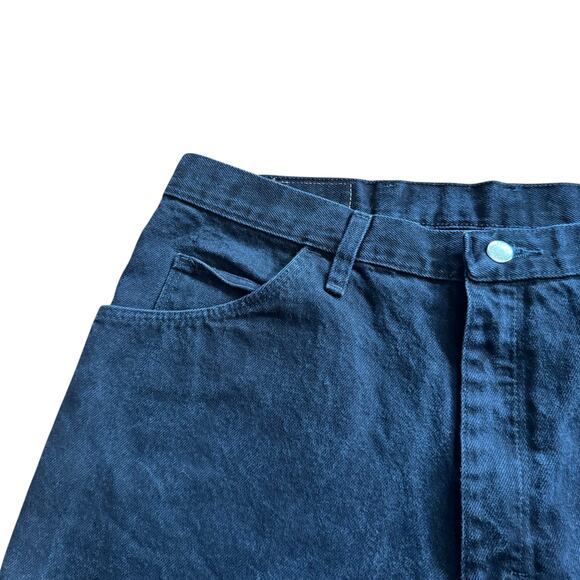 Wrangler Cut Reworked DIY Off Black Denim Jean Shorts Raw Hem Size 38 Festival - Picture 3 of 12